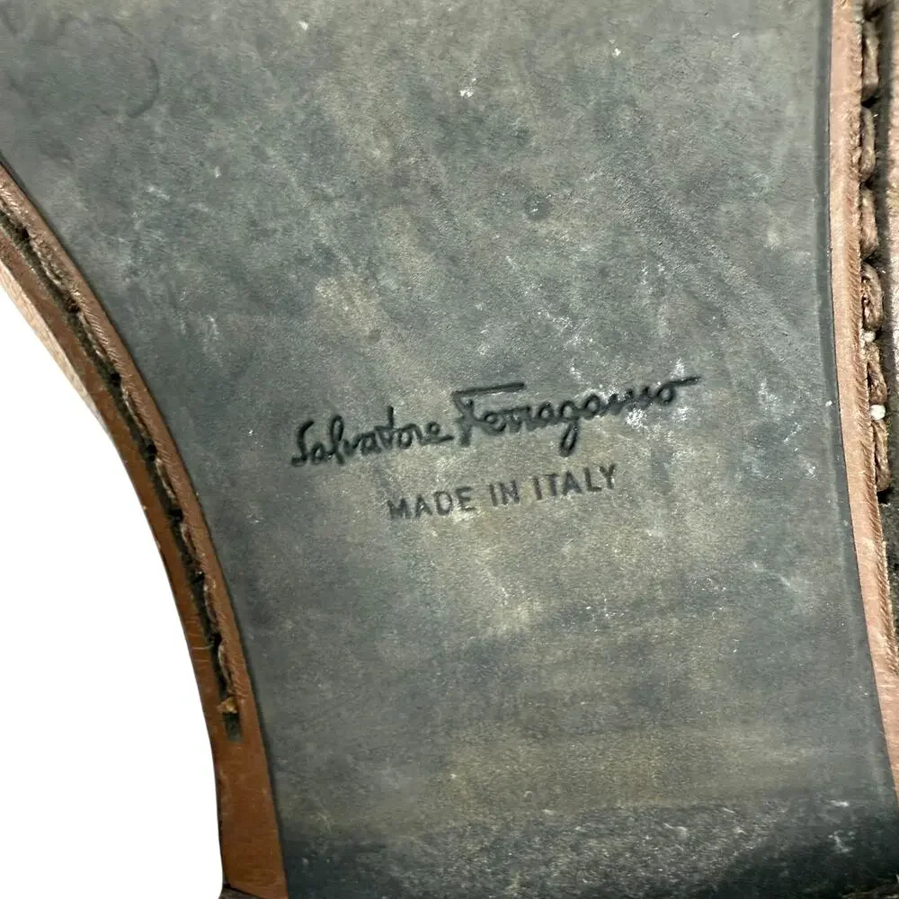 Salvatore Ferragamo Grandioso 2 Gancini Bit Leather Loafers Brown Size 12.5 EEE